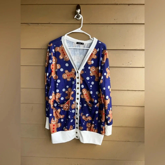 Gingerbread Christmas Cardigan - Size XL - Picture 1 of 6